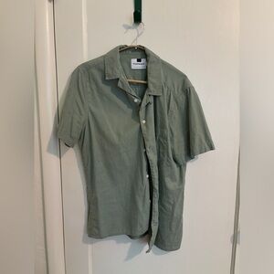 Topman Men’s Medium Green Camp Cuban Collar Button Up shirt